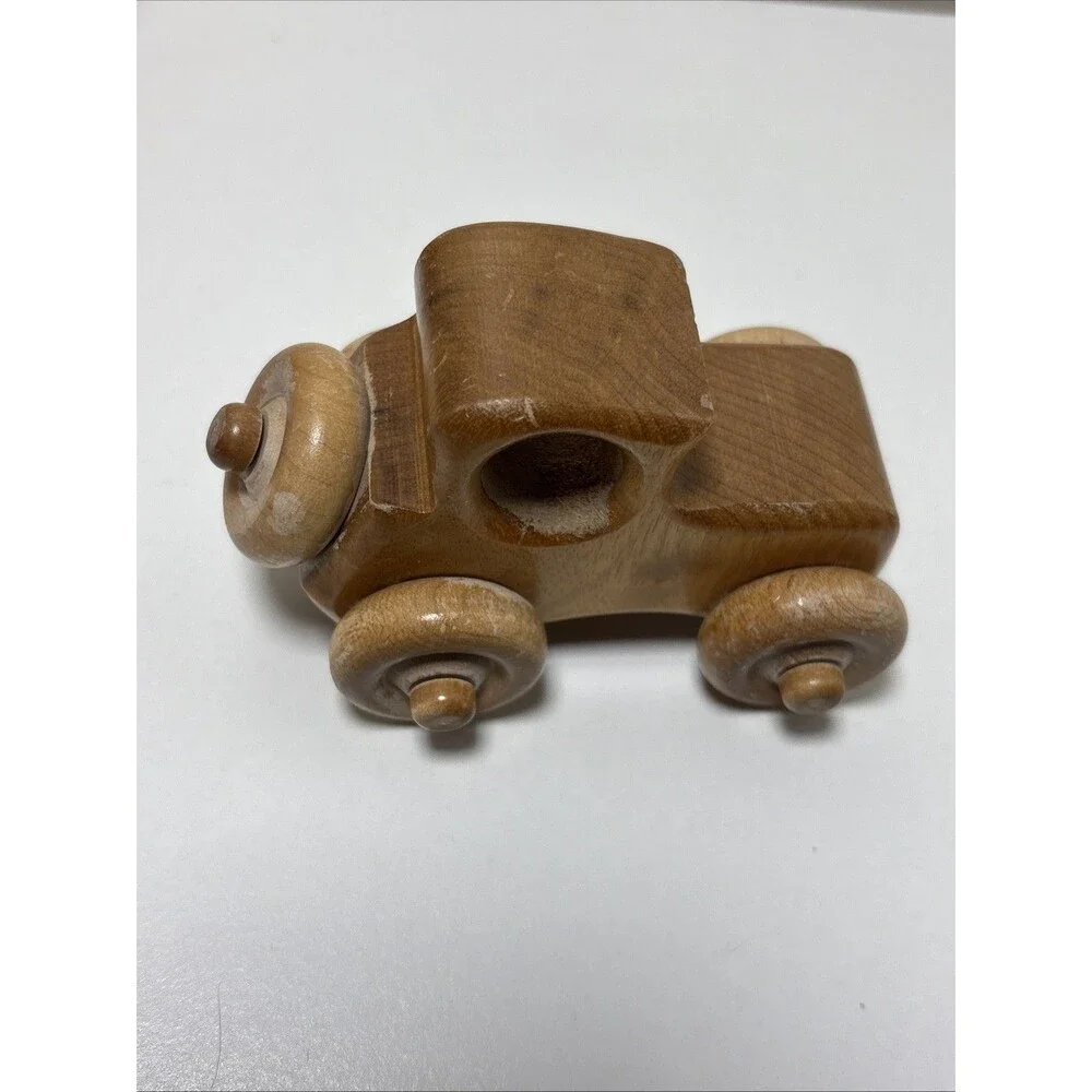 Small Vintage Toy Car Wooden Stained Wood Classic Car